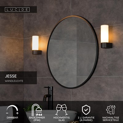 Lucide JESSE - Wandleuchte Badezimmer - 1xG9 - IP44 - Schwarz